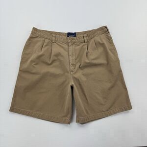 Saddlebred Mens Khaki Pleated Shorts Size 38 Classic Cotton Casual